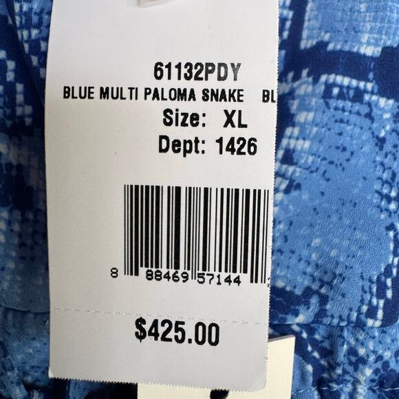 L’Agence Sachi Dress Paloma Snake Blue Multi XL NWT Maxi Empire Statement - Picture 8 of 10